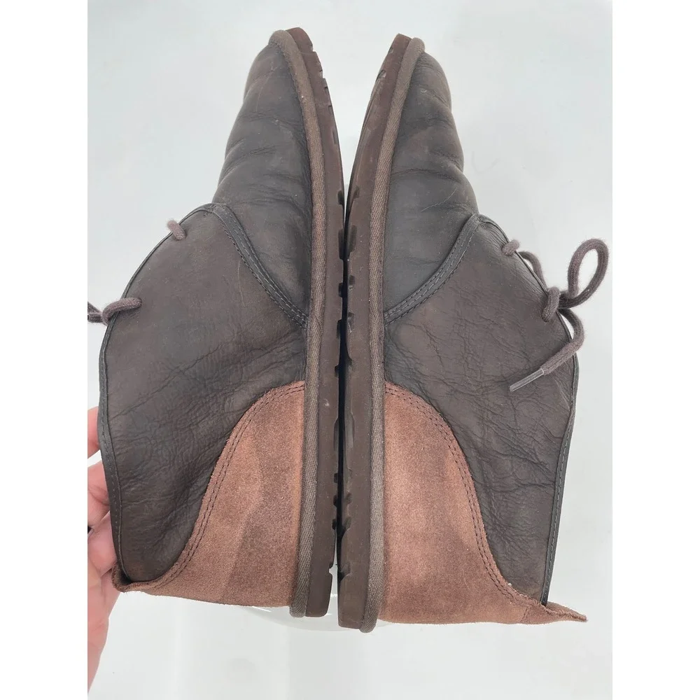 UGG Neumel Chukka Boots Mens 12 Brown Leather Suede Shearling Classic Cozy Shoes
